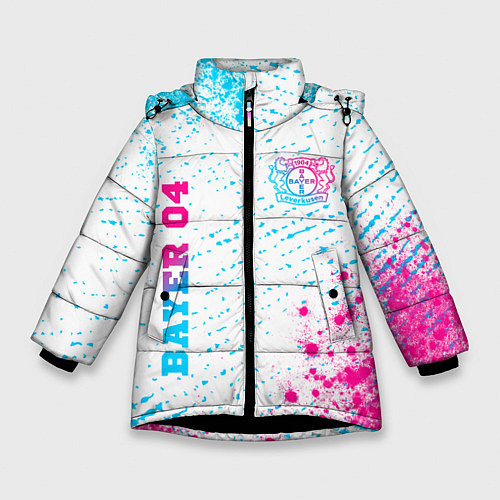 Зимняя куртка для девочки Bayer 04 neon gradient style вертикально / 3D-Черный – фото 1