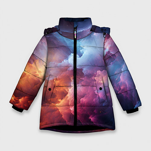 Зимняя куртка для девочки Облачный космос / 3D-Черный – фото 1