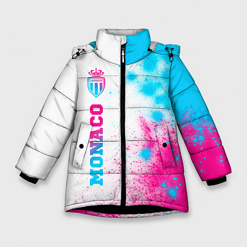 Зимняя куртка для девочки Monaco neon gradient style по-вертикали / 3D-Черный – фото 1