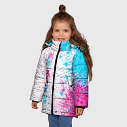 Куртка зимняя для девочки AC Milan neon gradient style по-вертикали, цвет: 3D-черный — фото 2