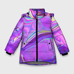 Куртка зимняя для девочки Неоновый розовый бензин, цвет: 3D-светло-серый