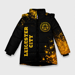 Куртка зимняя для девочки Leicester City - gold gradient вертикально, цвет: 3D-черный