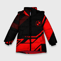 Куртка зимняя для девочки BMW geometry sport red, цвет: 3D-красный