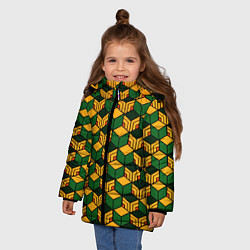 Куртка зимняя для девочки Узор на хаори томиоки, цвет: 3D-черный — фото 2