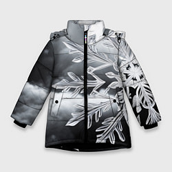 Куртка зимняя для девочки Чено-белая снежинка, цвет: 3D-черный