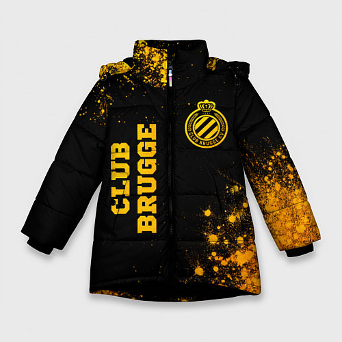 Зимняя куртка для девочки Club Brugge - gold gradient вертикально / 3D-Черный – фото 1