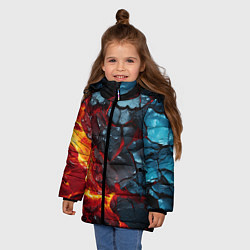 Куртка зимняя для девочки Темная огненная плитка, цвет: 3D-черный — фото 2