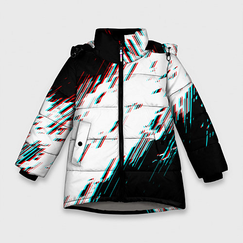 Зимняя куртка для девочки Glitch effect / 3D-Светло-серый – фото 1