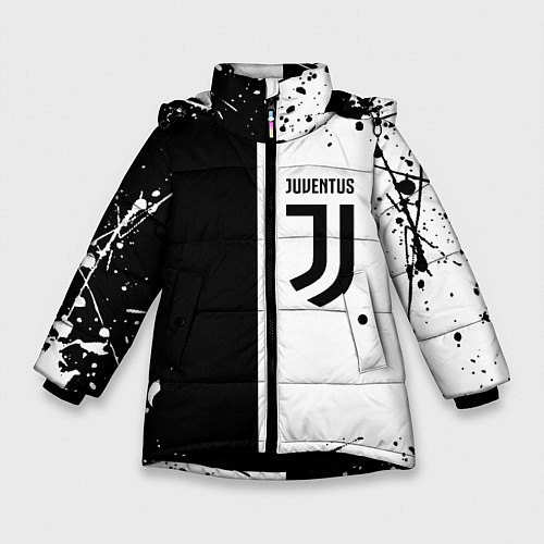 Зимняя куртка для девочки Juventus краски текстура спорт / 3D-Черный – фото 1