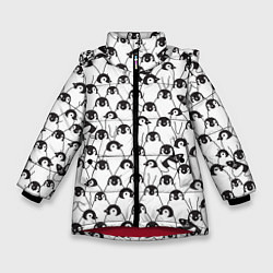 Куртка зимняя для девочки Узор с пингвинами, цвет: 3D-красный
