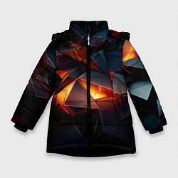 Куртка зимняя для девочки Осколки стали с подсветкой, цвет: 3D-черный