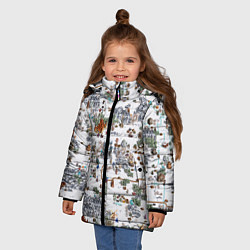 Куртка зимняя для девочки Герои 3 Карта Башни, цвет: 3D-черный — фото 2