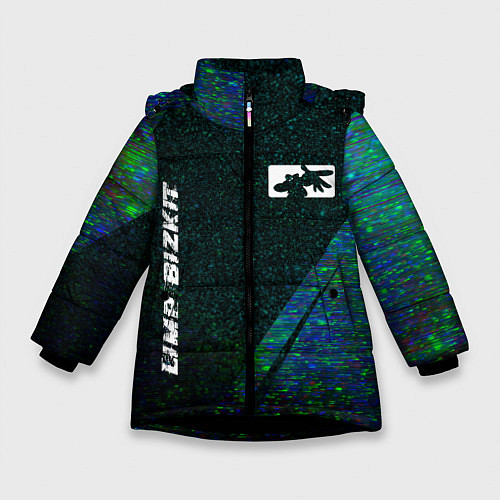 Зимняя куртка для девочки Limp Bizkit glitch blue / 3D-Черный – фото 1