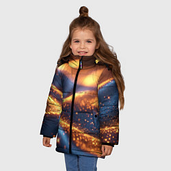 Куртка зимняя для девочки Блестящая лакшери текстура, цвет: 3D-светло-серый — фото 2