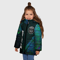 Куртка зимняя для девочки PSG glitch blue, цвет: 3D-черный — фото 2