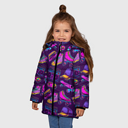 Куртка зимняя для девочки Ретро 80 атрибутика, цвет: 3D-светло-серый — фото 2