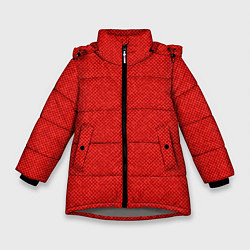 Куртка зимняя для девочки Красный однотонный текстурованный, цвет: 3D-светло-серый