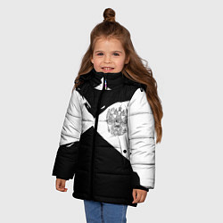 Куртка зимняя для девочки Герб рф абстрактные краски, цвет: 3D-черный — фото 2