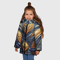 Куртка зимняя для девочки Объемная позолоченная текстурная кожа, цвет: 3D-черный — фото 2
