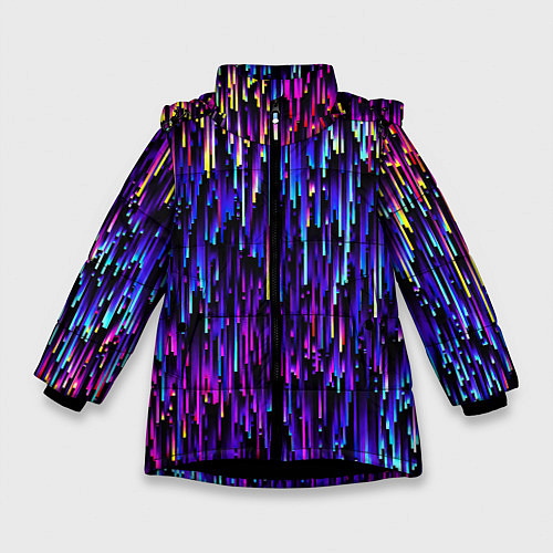 Зимняя куртка для девочки Радужный дождь / 3D-Черный – фото 1
