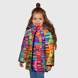 Куртка зимняя для девочки Абстрактная полноцветная живопись, цвет: 3D-светло-серый — фото 2