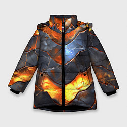 Куртка зимняя для девочки Горящая чешуя, цвет: 3D-черный