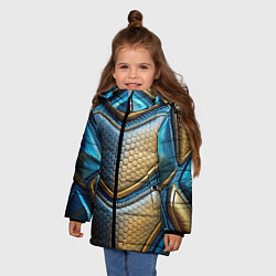 Куртка зимняя для девочки Объемный футуристический текстурный костюм из кожи, цвет: 3D-светло-серый — фото 2