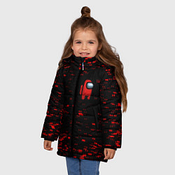 Куртка зимняя для девочки Among us текстура краски, цвет: 3D-светло-серый — фото 2