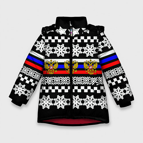 Зимняя куртка для девочки Rusiia winter pattern / 3D-Красный – фото 1