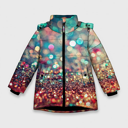 Зимняя куртка для девочки Блестяшки боке / 3D-Черный – фото 1