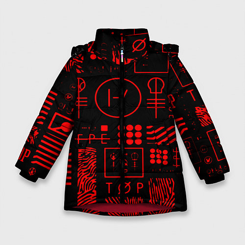 Зимняя куртка для девочки Twenty one pilots pattern rock / 3D-Красный – фото 1