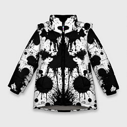 Куртка зимняя для девочки Psychedelic Rorschach test - ai art, цвет: 3D-светло-серый
