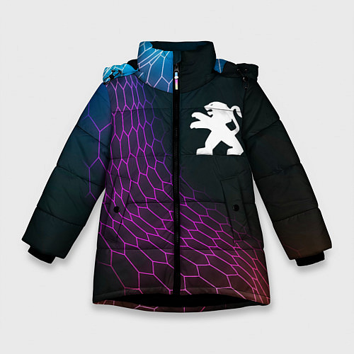 Зимняя куртка для девочки Peugeot neon hexagon / 3D-Черный – фото 1