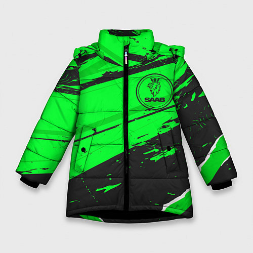 Зимняя куртка для девочки Saab sport green / 3D-Черный – фото 1