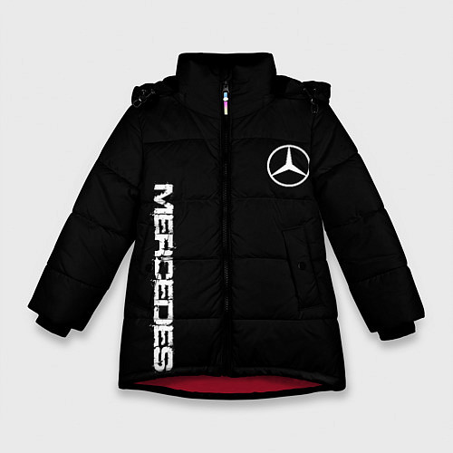 Зимняя куртка для девочки Mercedes benz logo white auto / 3D-Красный – фото 1