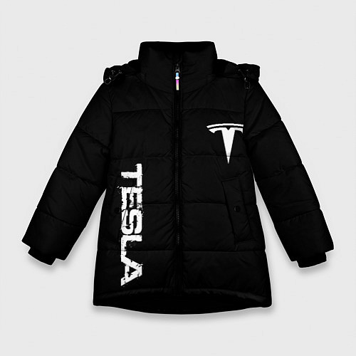 Зимняя куртка для девочки Tesla logo white / 3D-Черный – фото 1