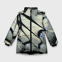 Куртка зимняя для девочки Абстракция - крыло бабочки, цвет: 3D-черный