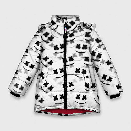 Зимняя куртка для девочки Marshmello dj pattern / 3D-Красный – фото 1