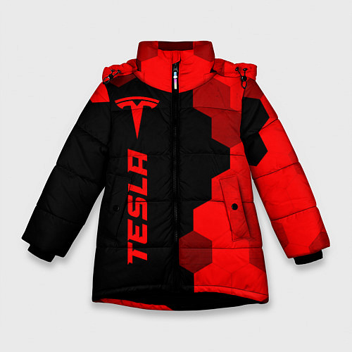 Зимняя куртка для девочки Tesla - red gradient по-вертикали / 3D-Черный – фото 1