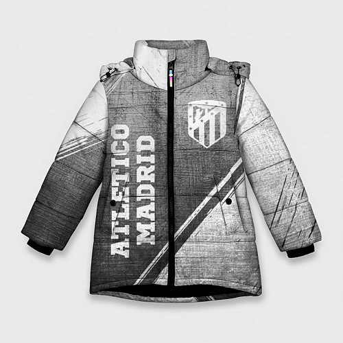 Зимняя куртка для девочки Atletico Madrid - grey gradient вертикально / 3D-Черный – фото 1