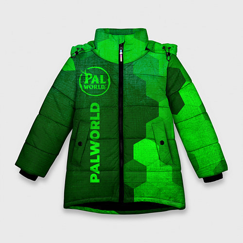 Зимняя куртка для девочки Palworld - green gradient по-вертикали / 3D-Черный – фото 1