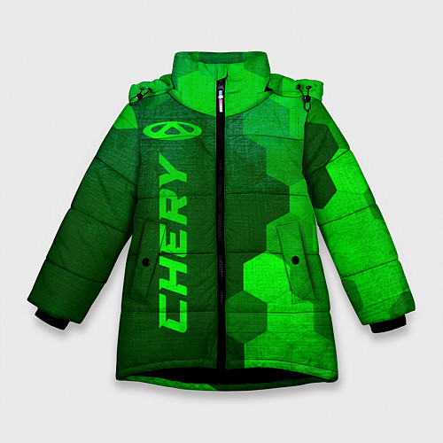 Зимняя куртка для девочки Chery - green gradient по-вертикали / 3D-Черный – фото 1