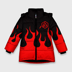 Куртка зимняя для девочки Linkin park logo fire, цвет: 3D-черный