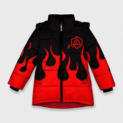 Куртка зимняя для девочки Linkin park logo fire, цвет: 3D-красный