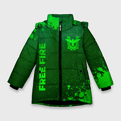 Куртка зимняя для девочки Free Fire - green gradient вертикально, цвет: 3D-черный