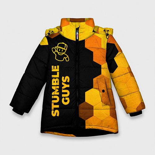 Зимняя куртка для девочки Stumble Guys - gold gradient по-вертикали / 3D-Черный – фото 1