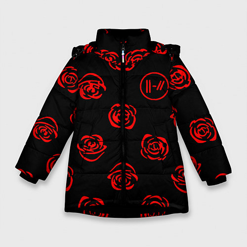 Зимняя куртка для девочки Twenty one pilots rose pattern / 3D-Черный – фото 1