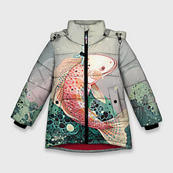 Куртка зимняя для девочки Рыба, цвет: 3D-красный