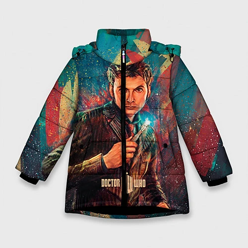 Зимняя куртка для девочки Доктор кто / 3D-Черный – фото 1