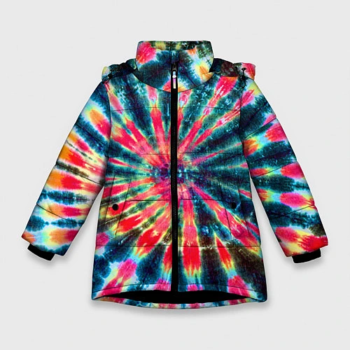 Зимняя куртка для девочки Tie dye / 3D-Черный – фото 1